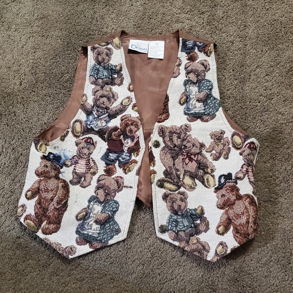 Vintage Teddy Bear Embroidered Vest